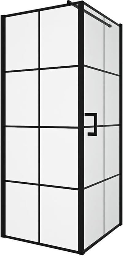 Vente-unique Vast douchescherm met matzwarte taatsdeur - 80 x 80 x 190 cm - CAPARICA