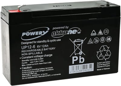 Lood Gel Accu - Zonne-energie Batterij - Noodstroom Toepassingen - Onderhoudsvrije Werking - 6V 12Ah - Zwart
