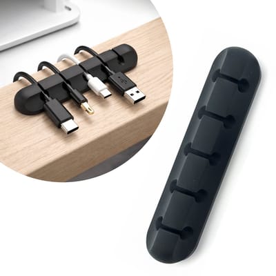 DIVERZA Kabel organizer – Kabelclips voor 5 kabels – Kabelgoot Zelfklevend – Kabelhouder – Zwart