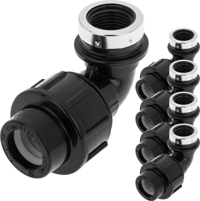 PrimeMatik - Pak van 5 eenheden van gebogen binnendraad polyethyleen 20 mm x 1/2“ aansluiting voor irrigatiesysteem