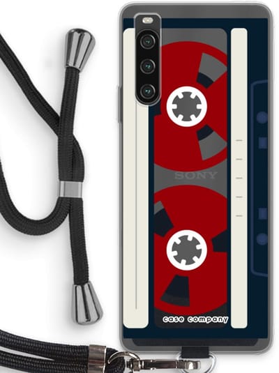 Case Company® - Hoesje met koord geschikt voor Sony Xperia 10 IV hoesje met Koord - Here's your tape - Telefoonhoesje met Zwart Koord - Bescherming aan alle Kanten en Over de Schermrand