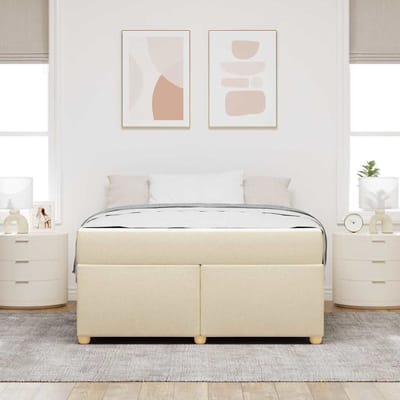 vidaXL - Bedframe - met - matras - Crème - 140 - x - 200 - cm - Stof