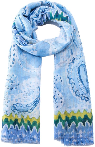 Emilie scarves - sjaal - print - lang - glitter - paisley - lichtblauw