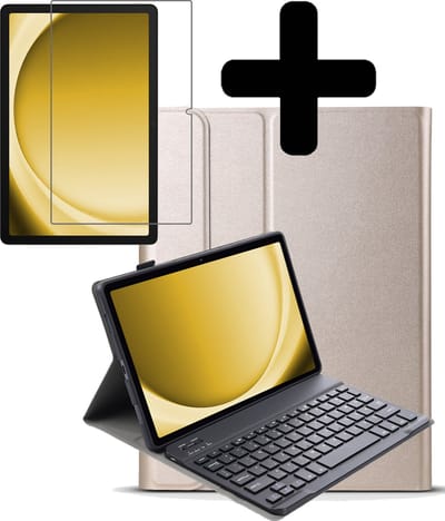 Hoesje - Geschikt voor Samsung Galaxy Tab A9 - Met Screenprotector - Toetsenbord Case - Keyboard Book Cover - Hoes - Goud