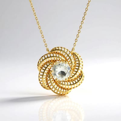 Cavill - 925 Sterling Zilver Halsketting - Vergulde Ketting met 1 8 ct Groene Amethist - Rond 8 mm Braziliaans Edelsteen - Elegante Sieraden 45 7 cm