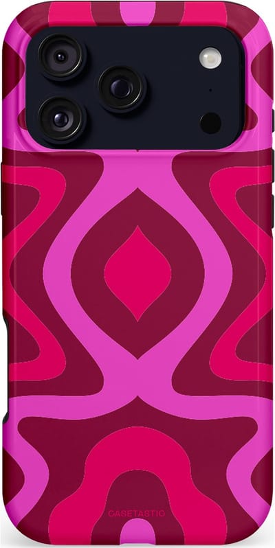 Casetastic hoesje geschikt voor Apple iPhone 17 Pro Max - MagSafe - Dubbellaagse bescherming - Retro golf - Fashion Case - Roze Bordeaux Wit