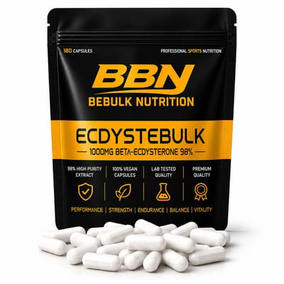 BeBulk Nutrition - Ecdystebulk - Beta-Ecdysterone 1000mg 98% - 180 Capsules voor 6 maanden - Vegan - Kracht- Spiermassa - Herstel - Testosterone - Zonder onnodige toevoegingen - Past Door Brievenbus - Hoge Kwaliteit - Geproduceerd in Nederland