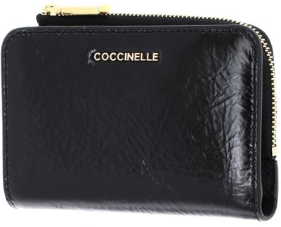 COCCINELLE Leren portemonnee Metallic Shiny Wrinkled Wallet Noir zwart
