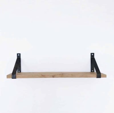 GoudmetHout® Wandplank Industrieel - 180 x 20 cm Muurplank - Licht Eiken Hout - Decoratie Wandrek & Boekenrek - Hangplank Keuken - Wall Shelf + 2 Plankdragers van Ruw Staal