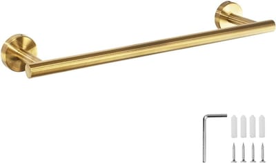 Dailygoods- Handdoekenrek Geborsteld Goud - Wandmontage - Roestvrij Staal - Badkamerhouder - Enkele Laag - 16 Inch - Handdoekhouder