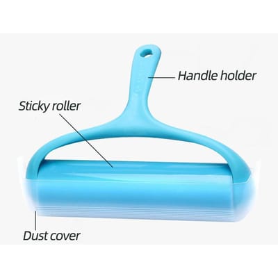 Dispositif Adhésif pour Cheveux de Tambour en Silicone Réutilisable Dépoussiérant et Rouleau Adhésif pour Nettoyer Vêtements Tapis Lits Etc. bleu ciel