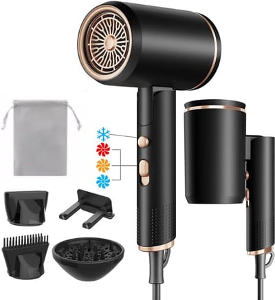 carmdering - Professionele Föhn – Ionische Haardroger Fohn met Diffuser voor Krullen Haarfohn Ultra Stil en Superkrachtig met Extra Grote Diffuser Hair Dryer Reisfohn