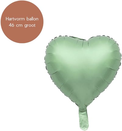 Fienosa Hartballon - Helium Ballon - Verjaardag Ballon - Verjaardag versiering - Hartvorm - Kleur Groen - 46 cm groot - Hartjes en liefde