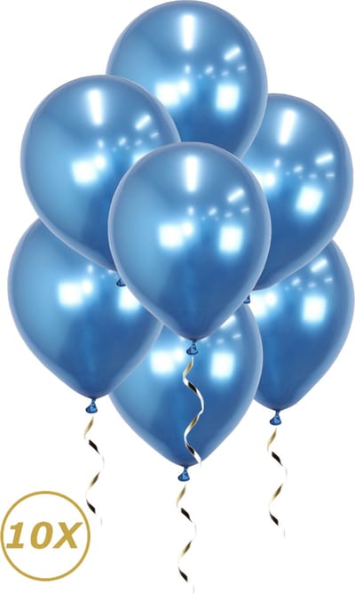 Blauwe Helium Ballonnen 2024 NYE Verjaardag Versiering Feest Versiering Ballon Chrome Blauw Luxe Decoratie - 10 Stuks