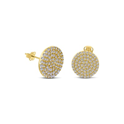New Bling 9NBSAM-G230232 Gouden Oorknopjes met Zirkonia Roset - Entourage - 9mm Doorsnee - 14 Karaat - Goud