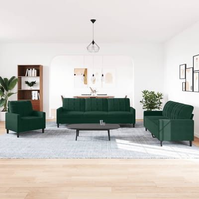 vidaXL - 4-delige - Loungeset - met - kussens - fluweel - donkergroen