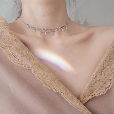 Nouveau Tempérament Collier Beau Bijou en Argent Sterling 925 Personnalité Chaîne Clavicule Sauvage Hipster Colliers en Cristal Xl058 gray