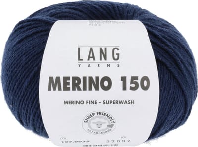 Lang Yarns Merino 150 - 35 donkerblauw - Merinowol Garen