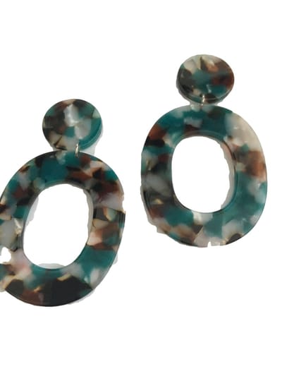 Petra's Sieradenwereld - Clipoorbel hanger turquoise bruin (337)
