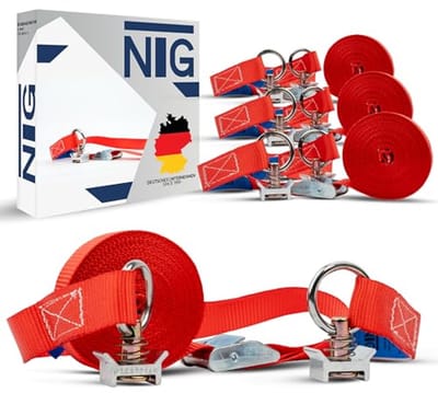 4 stuks spanbanden 5m met klemsluiting en aluminium fitting voor airlinerail