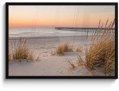 Poster in lijst - Fotolijst 90x60 cm - Posters - Pier - Zonsondergang - Strand - Posterlijst zwart - Decoratie - Wanddecoratie woonkamer - Muurdecoratie slaapkamer