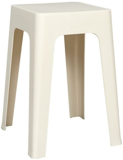 Home Deco Factory zit krukje/stoel - creme wit - D34 x H47 cm - Stapelbaar - kunststof - bijzet tafeltje