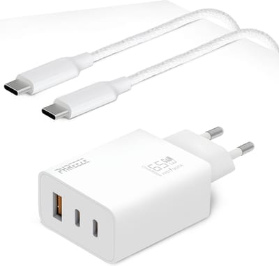 USB C Adapter 3 poorten 65W + 1 Meter USB C Kabel - Oplader - Snellader - USB C Laptop Oplader - Adapter USB C - USB C Lader – Universeel