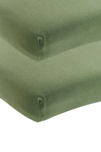 Meyco Baby Uni hoeslaken ledikant - 2-pack - jersey - olive green - 60x120cm