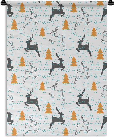 Wandkleed - Wanddoek - Hert - Patroon - Boom - 150x200 cm - Wandtapijt