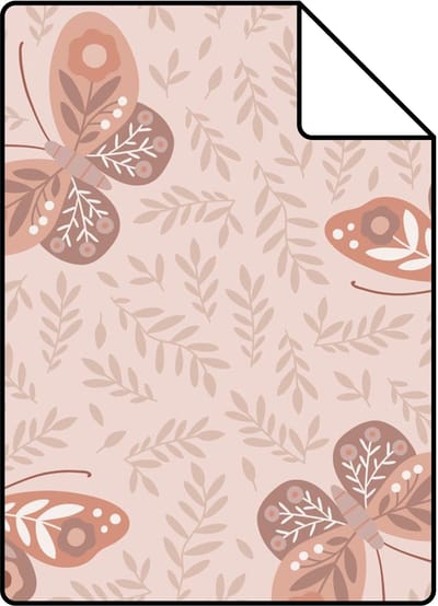 Proefstaal ESTAhome behang vlinders oudroze - 26.5 x 21 cm - 131891-S