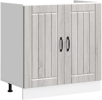 Gootsteenonderkast Keuken - Keukenkast Keukenblok - Keukenopslag - Vochtbestendig Materiaal - 80 cm Breed - Grijs Sonoma