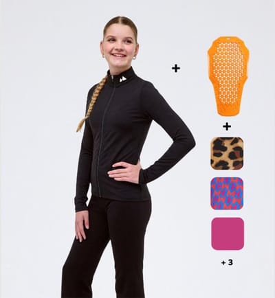 Mountain Hero Rugbeschermer Wintersport Kinderen – Uitwisselbare Beschermingspad – Set met 2 Skipullys Zwart en Glacier Girl – Ski en Snowboard - 140