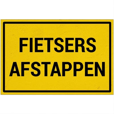 Fietsers afstappen bord | Sign Again materiaal | 18 x 12 cm