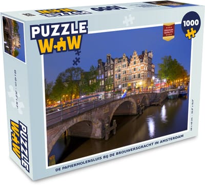 Puzzel De Papiermolensluis bij de Brouwersgracht in Amsterdam - Legpuzzel - Puzzel 1000 stukjes volwassenen