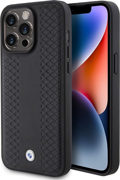 BMW Leather Diamond Pattern case for iPhone 15 Pro - black