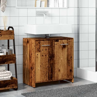 vidaXL - Wastafelkast - 60x33x60 - cm - bewerkt - hout - oud - houtkleurig