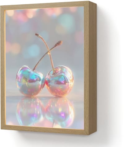 Wandlamp 30x40 cm - Oplaadbaar - Kersen - Glanzend - Regenboogkleur - Wandlampen binnen woonkamer - Slaapkamer lamp - Decoratieve nachtlamp - Vloerlamp draadloos
