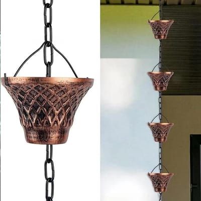Regenketting - Decoratieve afvoer - Watergeleiding buiten - Roestbestendig koper - 2.8 meter - Koper