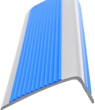 Antislipstrips van PVC geschikt voor trappen, zelfklevend, L-vormig, eenvoudig te installeren, 50 mm x 20 mm, geschikt voor ronde treden en traptreden, antislipstrips van PVC (grijsblauw).