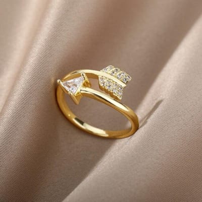 Zirkoon Pijl Ster Open Ringen Voor Vrouwen Vergulde Hart Paar Verstelbare Vinger Ring Minnaar Bruiloft Sieraden Gift Bijoux Femme Resizable goud