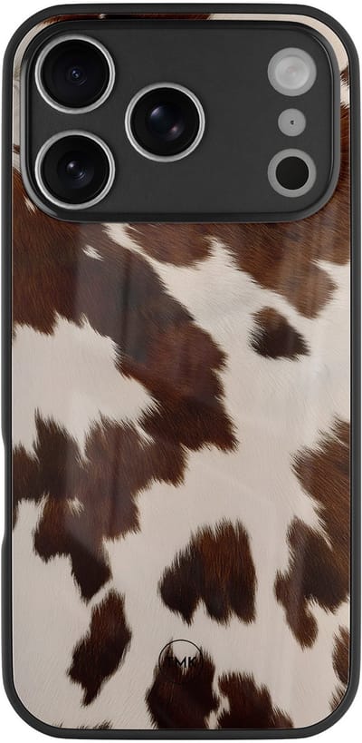 Hoesje geschikt voor Apple iPhone 17 Pro Max - Cow vibe - Blauw - TPU luxe case (glossy toplaag) - Bloemen - Hardcase backcover zwart