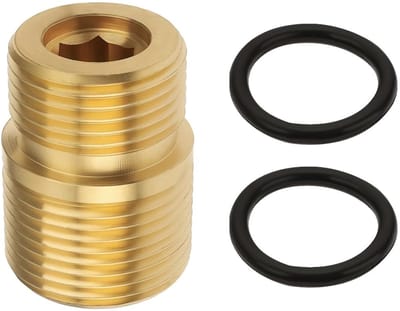 Dailygoods- Water Outlet Fitting Mannelijk M20 naar M22 - Koper - 1x Connector - 2x O-Ring - Vervanging 7110264 - Geschikt voor Hogedrukreiniger 520004/520006/520020 - Totale lengte 29 mm - Slangconnector