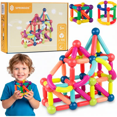 Springos® Magnetisch speelgoed - 100 Stuks - Montessori speelgoed - Speelgoed kinderen