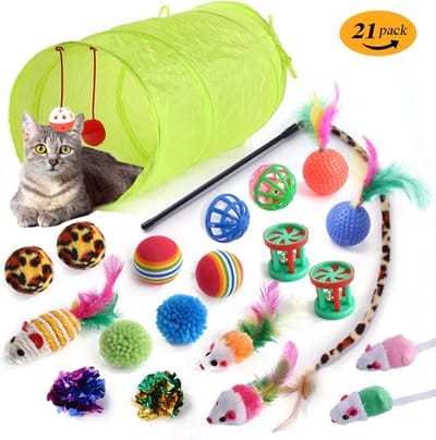 Nixnix® - Speelgoedset katten - 21 delig - Kat speelgoed set - Kitten - Kat - Muis