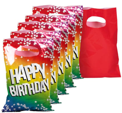 Boland Feestzakjes Happy Birthday - 12x stuks - 23 x 15 cm - uitdeelzakjes - traktatie zakjes - snoepzakjes - cadeauzakjes