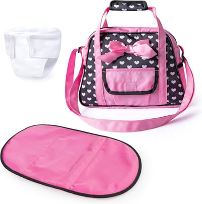 Poppenluiertas met verschoningsmatje en luiers, luiertas voor poppenaccessoires