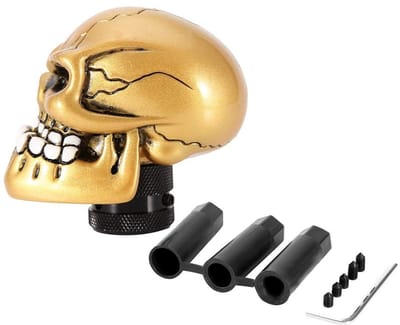 Allecto - Versnellingspook Knop - Schedel Hoofd - Gemodificeerde Shifter - Gouden - Auto Accessoire - Universele Geschiktheid - Kunststof