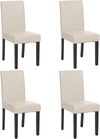 Set van 4 eetkamerstoelen Keukenstoelen Littau MVG-gecertificeerd ~ kunstleer, wit donkere poten
