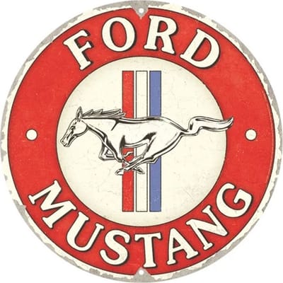 Rond Metaal Bord 35cm Ford Mustang - 3 Stripes Red