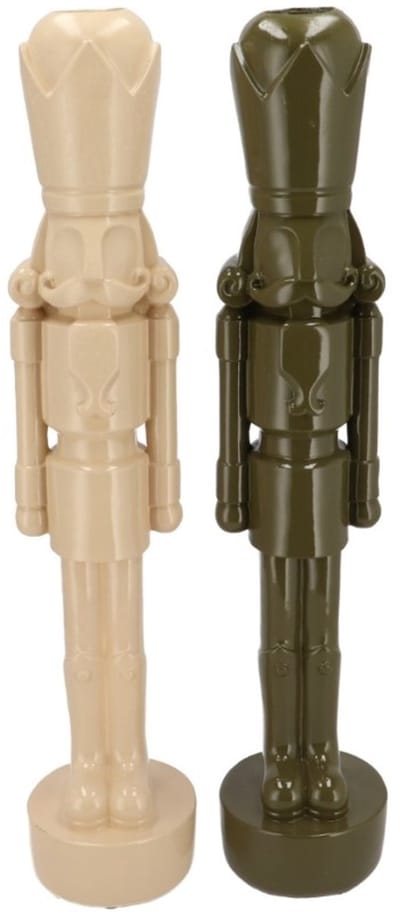 Notenkraker Decoratie Beelden 36 cm – Polyresin Kerstdecoratie – Staande Notenkraker op Voet – Set van 2